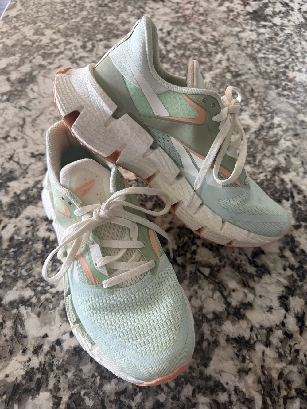 Women’s Reebok Mint Green Athletic Sneakers with Peach Accents